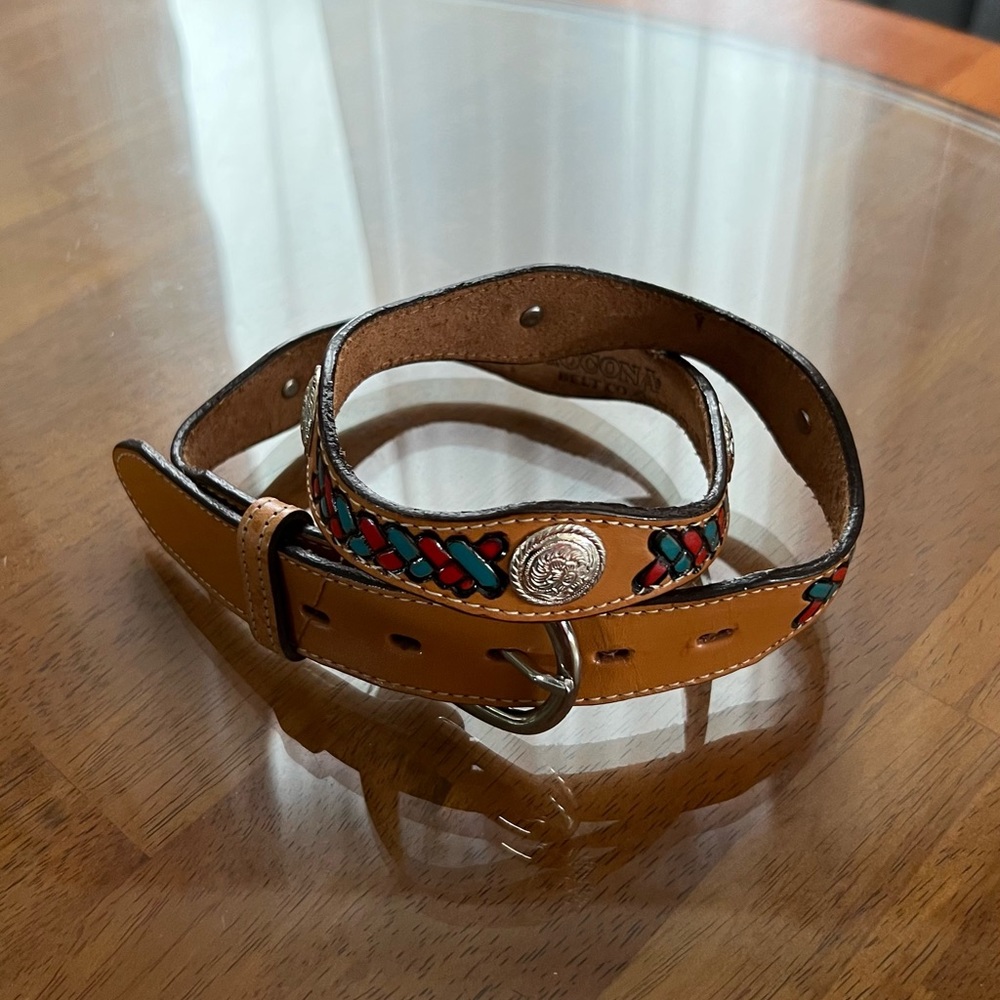Nocona Tooled Leather Belt Size Small Excellent Condition